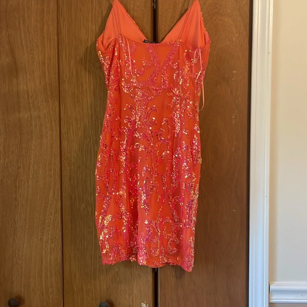Windsor Orange and Pink Sequin Mini Dress - Picture 4 of 5